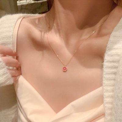 Small Peach Blossom Luck Necklace Women's Light Luxury Plum Blossom Pendant Korean Small Fresh Flower Fairy Korean Edition Women's Jewelry