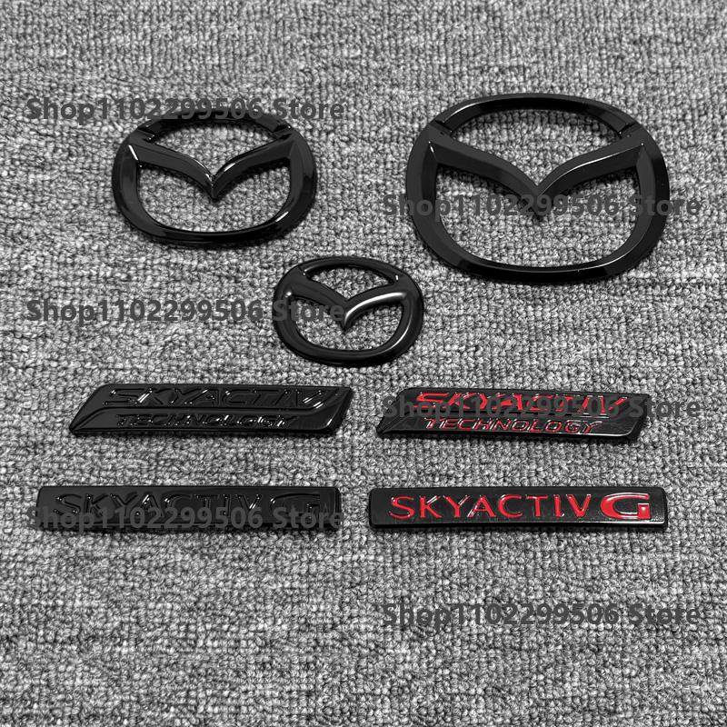For Mazda MX5 Miata NC ND Black ABS Front Grille Emblem Steering Wheel Rear Trunk Badge Logo Rear Tail Refitting Decoration