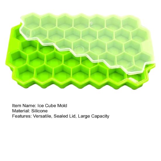 Silicone Ice Cube Mold 37-Cavity Honeycomb Ice Cube Tray with Lid Large Capacity Food-Grade Mold for Freezer And Drinks