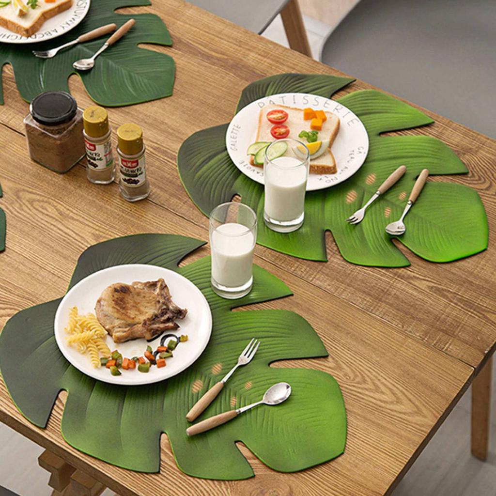 ABWR-8 Piezas Manteles Individuales de Hojas Tropicales Hojas de Monstera Artificiales de EVA Hoja de Palma, Para Decoraciones de Mesa de Boda Suministros para Fiestas