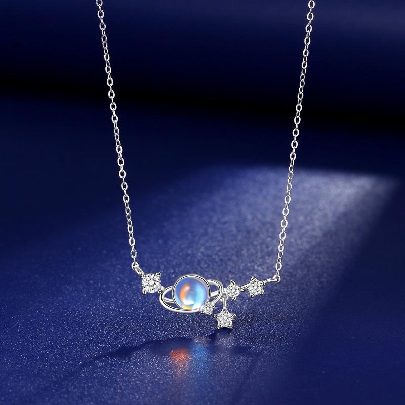 Moonstone Planet Necklace Femininity Advanced Natural Mori Planet Moonstone Ins Wind Pendant Premium Durable Quality