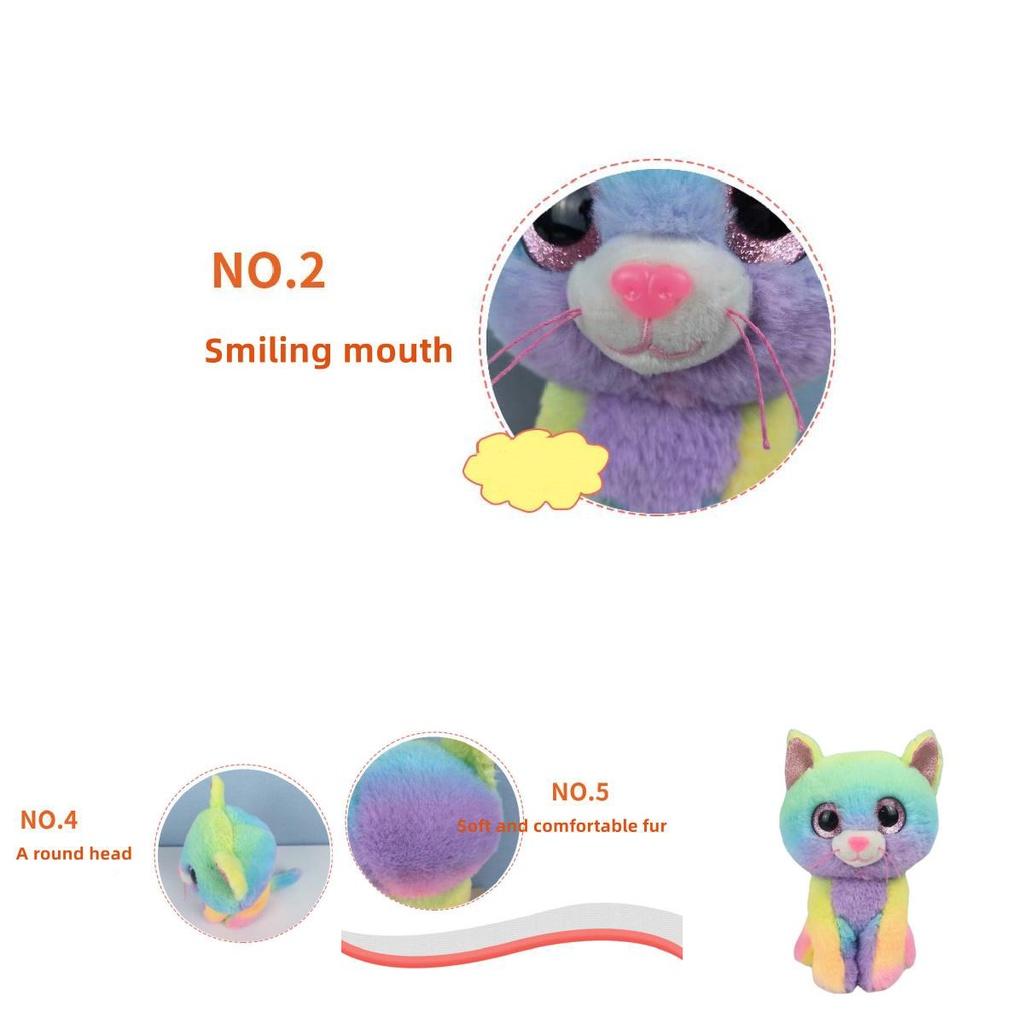 Cassidy Rainbow Cat Plush Toy Colorful And Soft Stuffed Animal For Kids' Birthdays