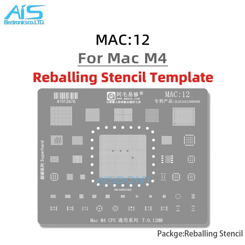Amaoe BGA Reballing Stencil For Mac Macbook Pro Air M5 M4 M3 339S01387 339S01450 CPU Positioning Plate Tin Plant Net