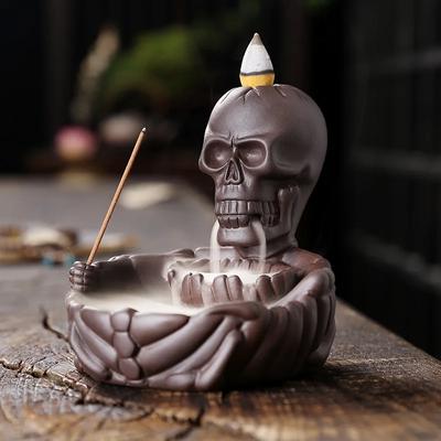 Rökelsehållare Backflow Dödskalle Dekor Rökelsepinnehållare Vattenfall Rökelsekar Halloween Dekorativ Yoga Aromaterapi Tehusdjur