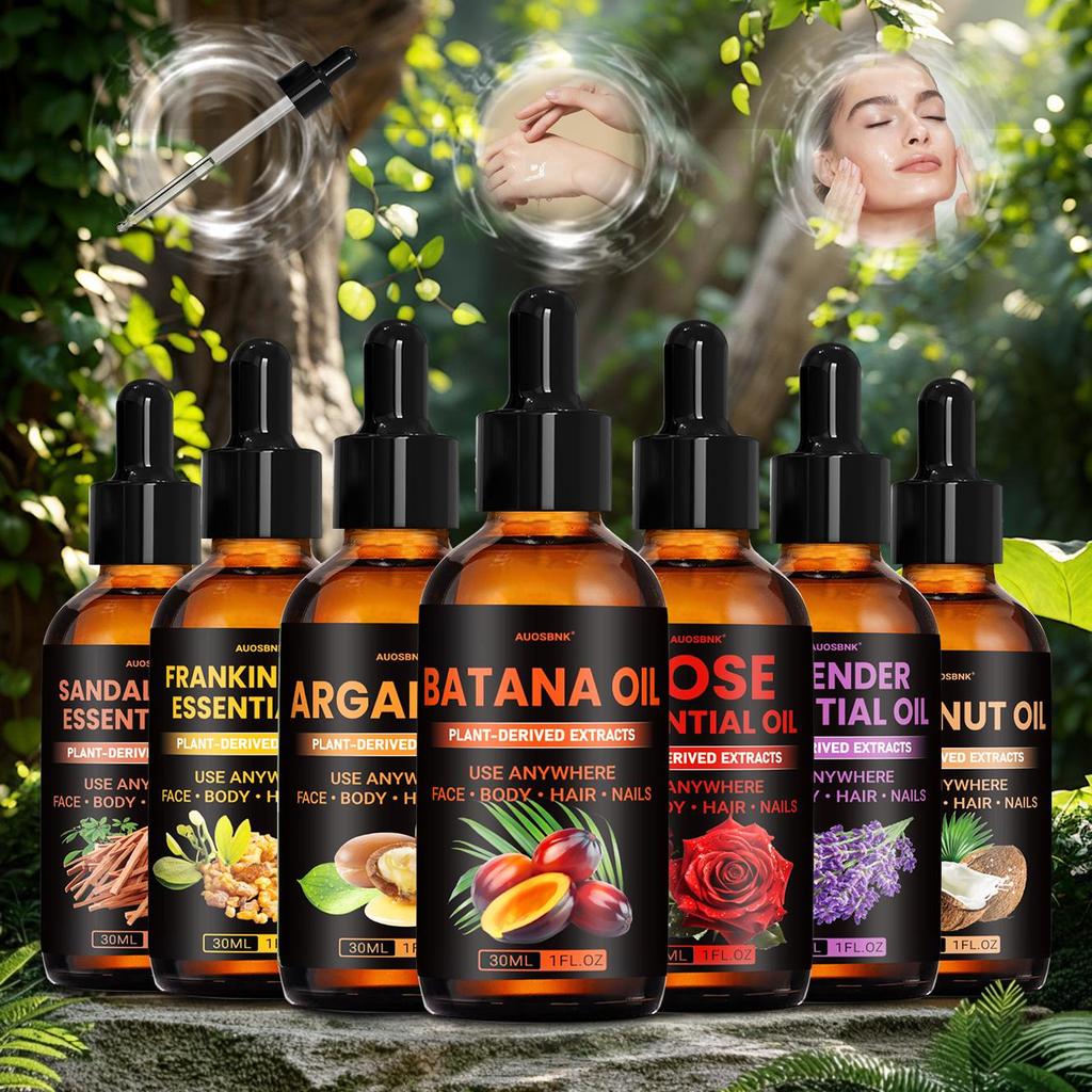 7 Kinds Pure Essential Oils(30Ml)- Face Oil, Candle Making, Include Argan, Rose, Lavender, Batana, Coconut, Frankincense, Sandalwood,