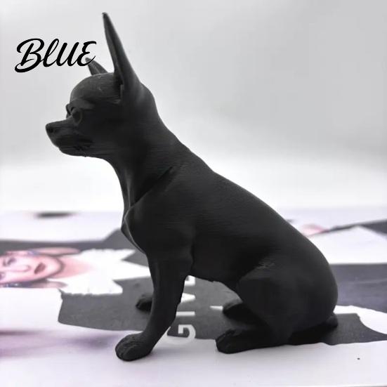 Modern Fekete Kutyaszobor 3D Nyomtatott Csivava Figurina, Szobor, Műanyag Asztali Kisállat Dísztárgy Kölyök Szobor Asztali Dekorációhoz, Ajándék Szeretőknek Stabil