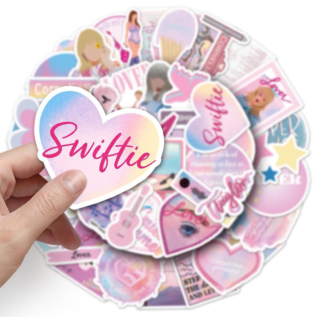 50 Taylor Swift 'Lover' Album Stickers - Pink Romantic DIY Waterproof Journal Decoration