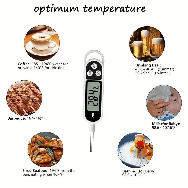 1PC stainless steel probe type household food thermometer milk temperature cooking food thermometer,needs a LR44 button cell
