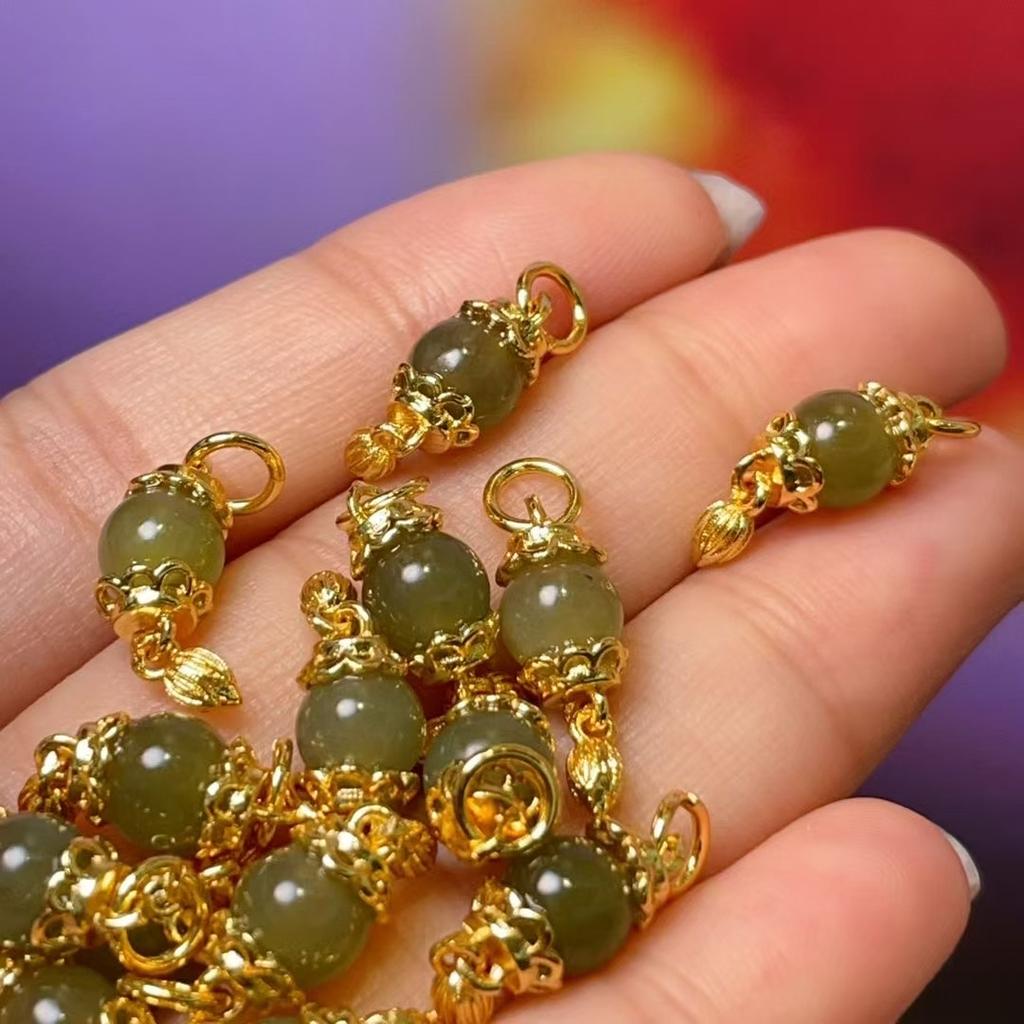 2Pcs Hotan Jade Pendant Beads Spike Shaped Small Pendant 6x12mm For Jewelry Making DIY Necklace Bracelet Earring Accessory