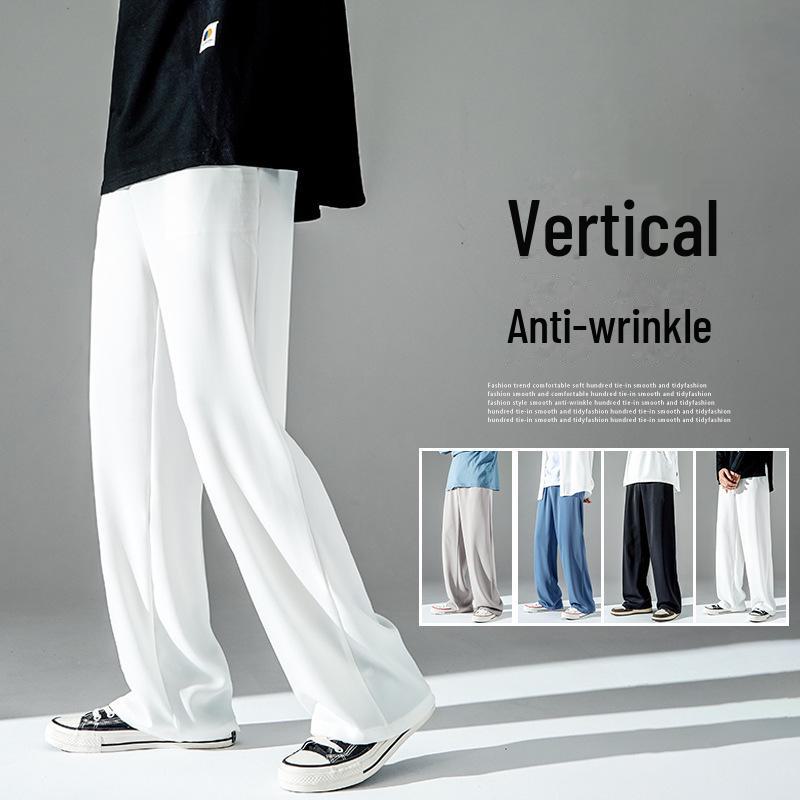 

Чоловічі широкі штани Ice Silk без зморшок – шикарний гонконгський стиль, легкі та вільні на літо 4XL білий