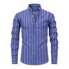 Four-sided Digital Printed Striped Long-sleeved Lapel Men's Shirt High-end Men's Shirt