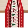 Linen Christmas Table Runner Elk Pattern Table Flag Tablecover Tablecloth New Year