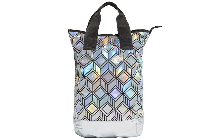Adidas Originals Artificial Leather Handbag Backpack Regular Unisex Dazzling Color Silver GE5447