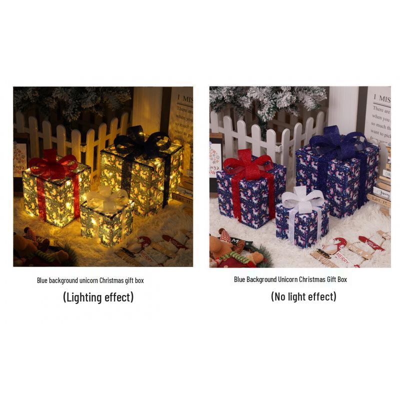 Cross-Border Christmas Luminous Gift Box Set: Outdoor Decorative Lights for Courtyard & Mall Display
