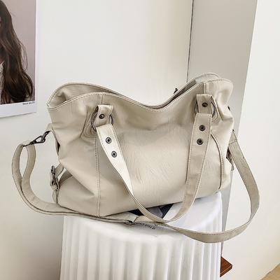 Hot Sale Large Capacity Retro Simple Shoulder Tote Bag Women's Casual Versatile Commuter Travel Soft Leather Messenger Bag