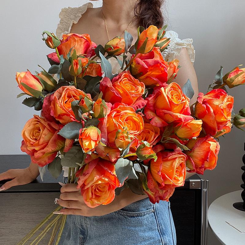 Liu Yifei Inspired Dried Flower Oil Painting - Artificial Rose Bouquet for Living Room or Dining Table Decor