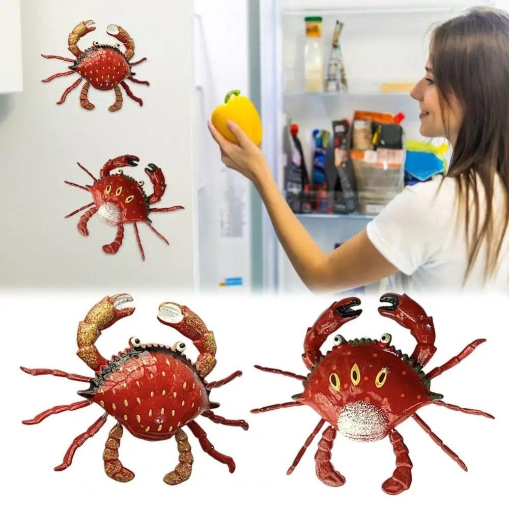 Plastic Crab Refrigerator Sticker Simulation Crab Shaped 3D Refrigerator Sticker Movable Limbs Fridge Ornament Home Decoration