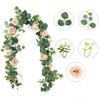 Artificial Eucalyptus Garland with Rose Flowers 180cm Fake Greenery Vines for Wedding Arch Table Runner Home Festival Wall Decor