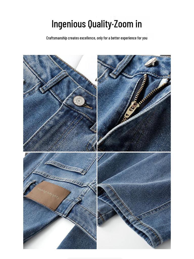 Women's High Waist Retro Curved Blade Jeans - Slimming Straight Fit for Spring & Autumn 2026