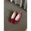 French bow shallow mouth inner heightening single shoes round head gentle evening wind ballet shoes