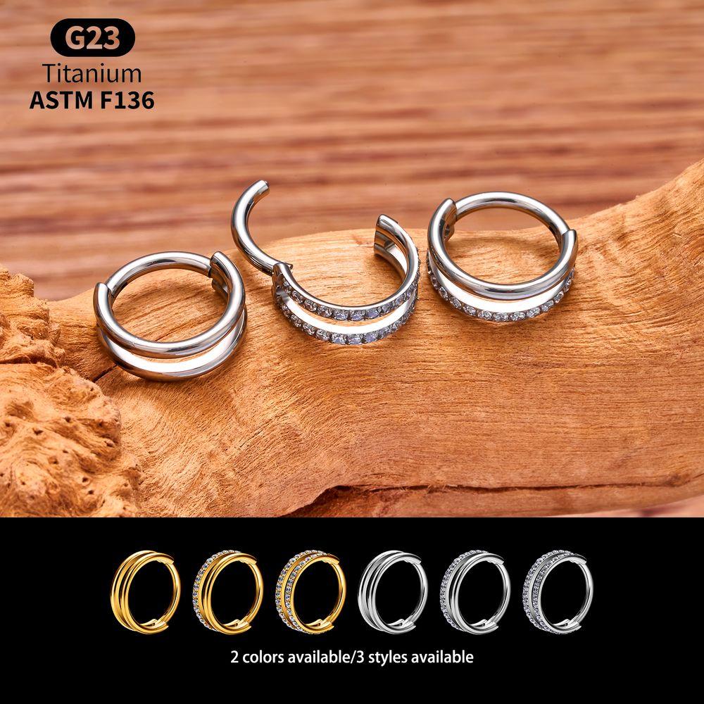 Titan-Hoop-Clicker-Set Helix Tragus Septum Conch Vertikal Anatomie Stack Nase Lippenring Scharnier Segment Piercing Körperschmuck