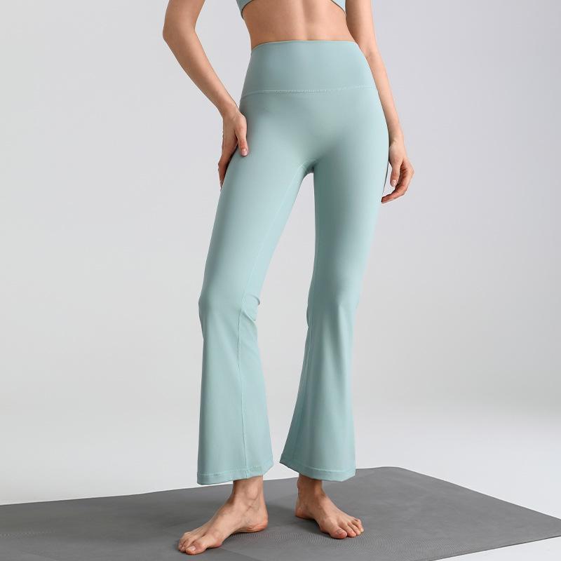 Nude Feel Slim-Fit High Elasticity Petite Micro-Flare Yoga Pants with Optional Logo for Women