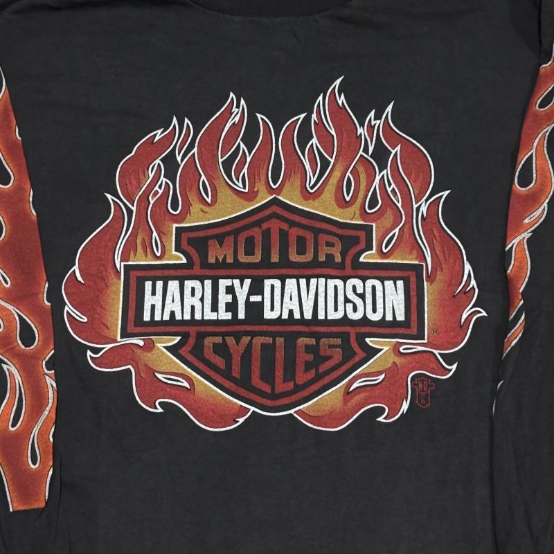 Vintage Harley Davidson Flame Crest Logo Long Sleeve Hit T-Shirt Shirt Reprint