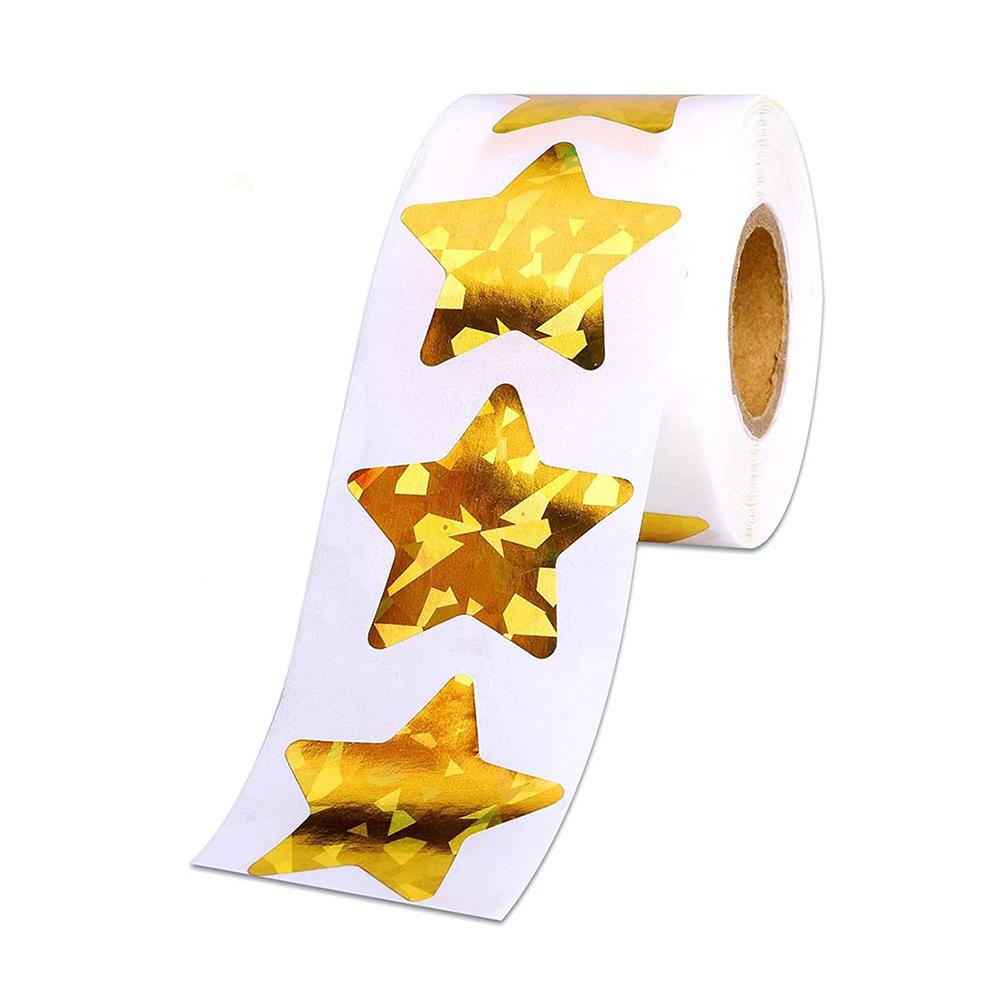 50-500Pcs Holographic Golden Star Stickers For Kids Reward Foil Star Stickers Labels For Wall Crafts Classroom Supplies 1Inch