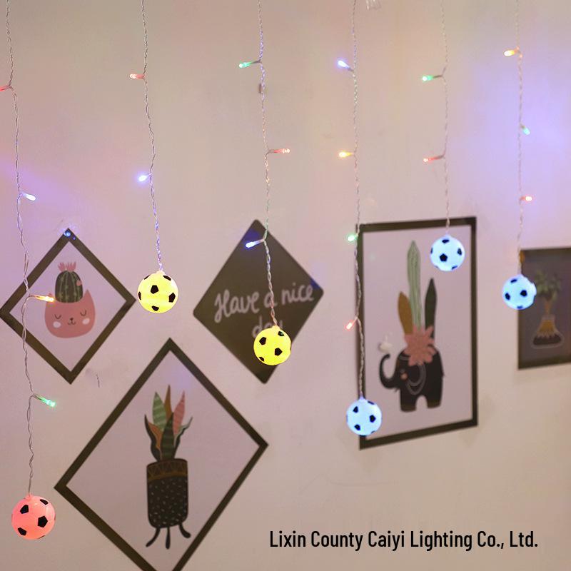 

World Cup Themed LED Football String Lights for Kids Room Decor 3m 75 lights Constant-on Plug-in 220V EU standard