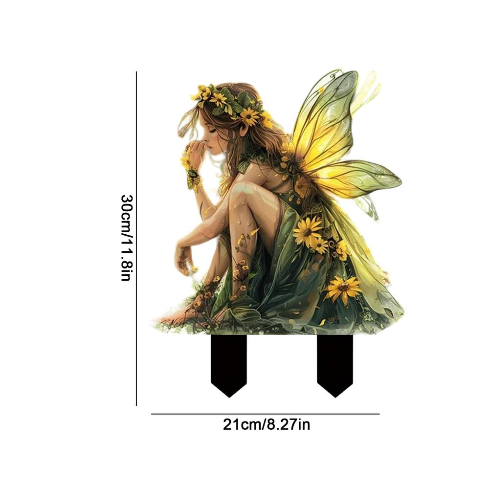 Elf Flower Pot Insert Plaque,Bohemian Fairy Flower Pot Decoration,Garden Fairy Statue, Fairy Garden Flower Pot Accessories