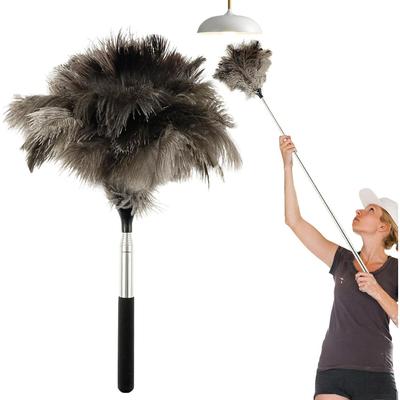Extendable Ostrich Feather Duster with Nonslip,Handle Retractable Feather Duster for Cleaning Ceiling Fan Pendant Lamp High Ceiling Blinds Furniture