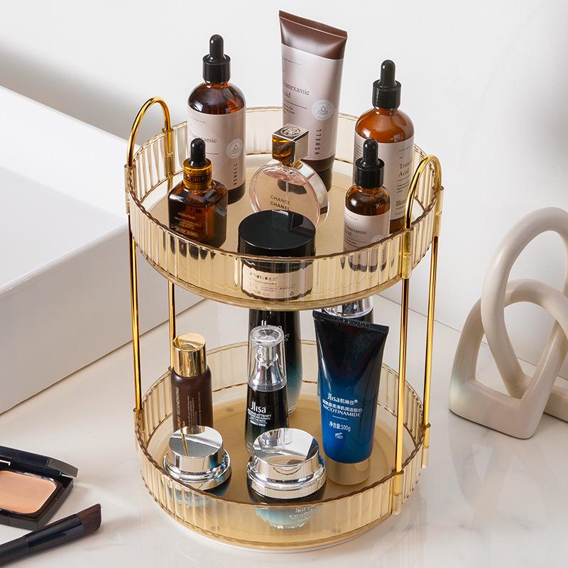 Luxury Rotating Cosmetic Organizer: Bathroom Shelf & Dressing Table Storage for Lipsticks & Skincare Products