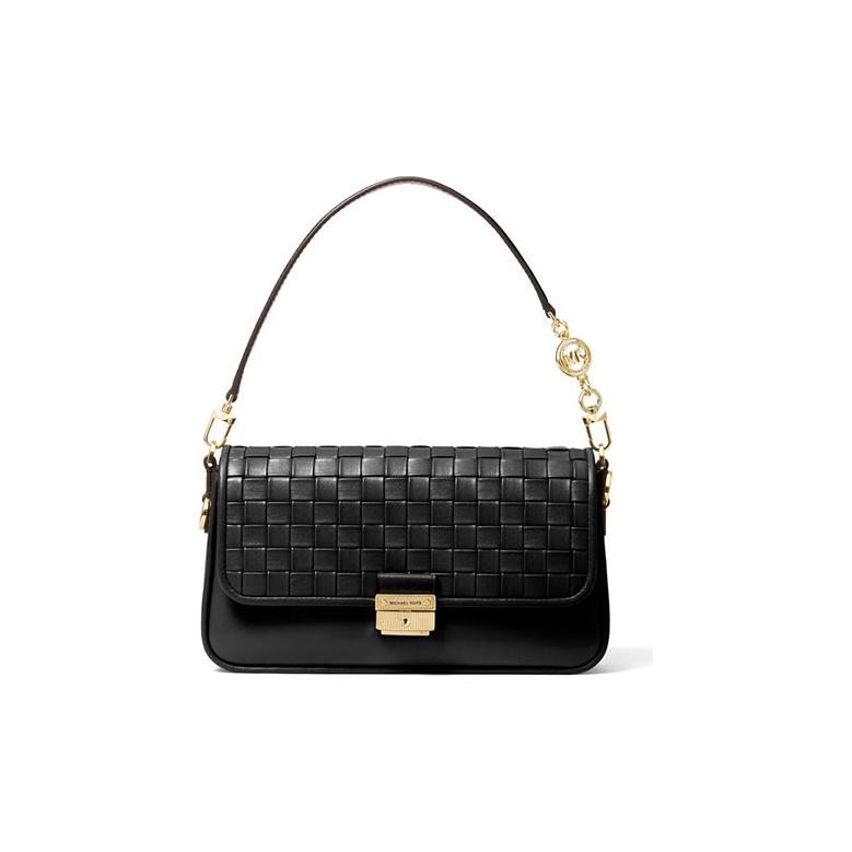 

Michael Kors Mk Bradshaw Vintage Woven Letter Logo Chain Baguette Bag Women shoulder bag Black 30S1S2BL1T-BLACK Basic Set (Bag+Dust Bag)