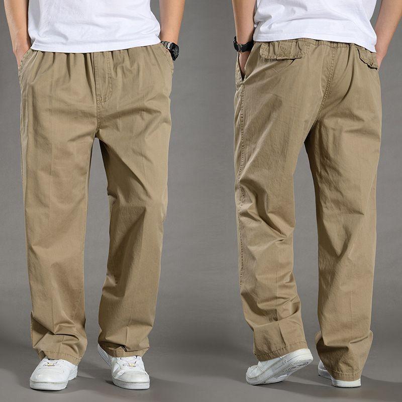

Loose Thin Fit Elastic Waist Pants Loose Thin Straight-leg Pants E 2XL