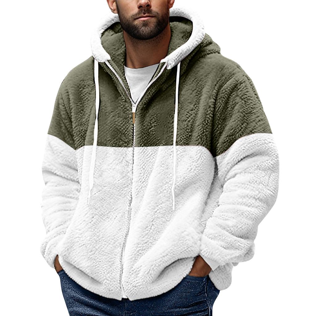 Men's Personalized Casual Printing Long Sleeve Zipper Sweater Thick Cotton Suit Winter