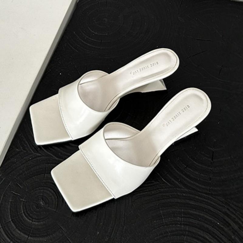

Мода Лето Новый Дизайн Лаконичные Клинья Средний Каблук Женская Обувь 2025 Мода Квадратный Носок Шлепанцы Вечеринка Платье Сексуальные Удобные Женские Сандалии 35 белый