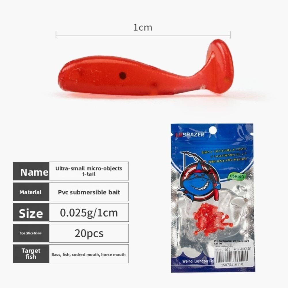60pcs T Tail Fishing Soft Lures 1.0cm Floating Minnow Baits Minnow Lures  Fishing
