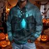 Men's Halloween Fashion Long Sleeve Button Up Shirt