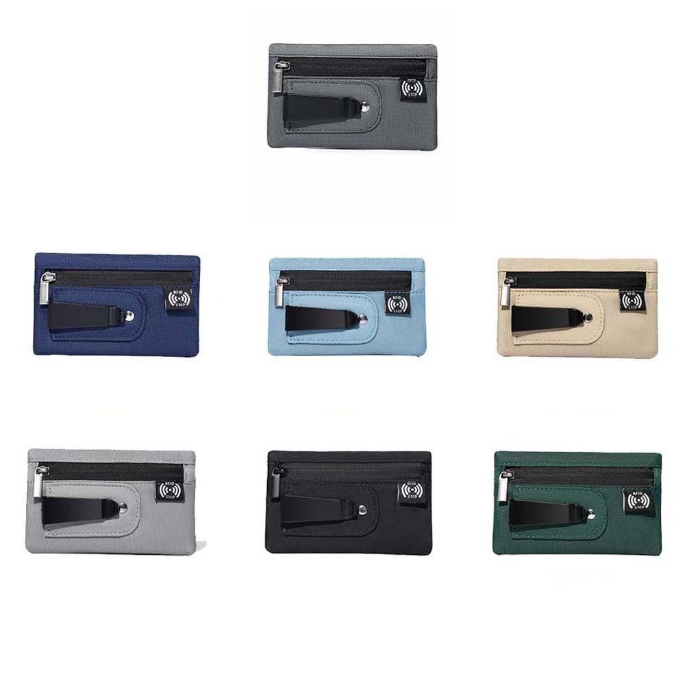 Thin Clip Stash Pouch Multiple Card Classic Card Bag with Back Clip Solid Color Antimagnetic RFID Protection Wallet Women