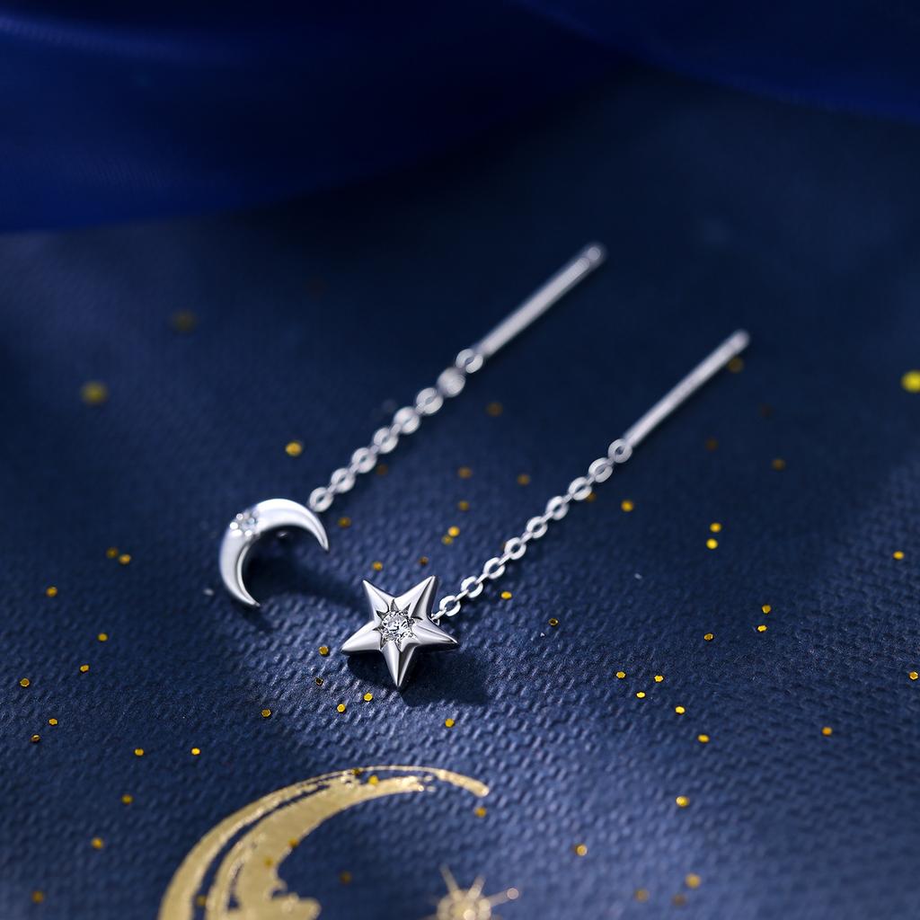 Boucles d'oreilles Lune et Étoiles Design Unique Accessoires d'oreille pour Femmes Élégantes Polyvalentes Personnalité Bijoux Quotidien