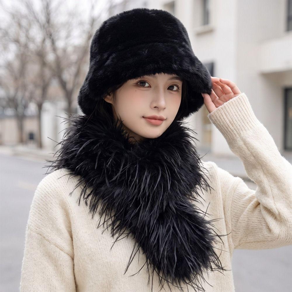 Warm Faux Fur Scarf Thick Winter Plush Scarf Elegant Shawl Wrap Neck Accessories