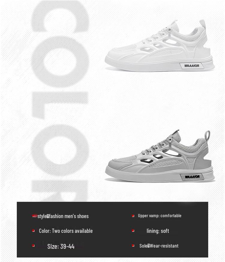 Men's Trendy Breathable Mesh Sneakers - Summer Casual White Hollow Out Shoes