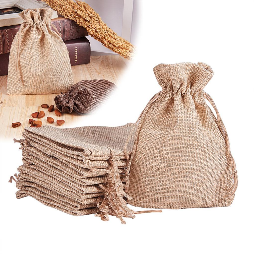 20Pcs Linen Drawstring Bag Jewelry Gift Bag Jewelry Pouch Snack Storage Bag MA
