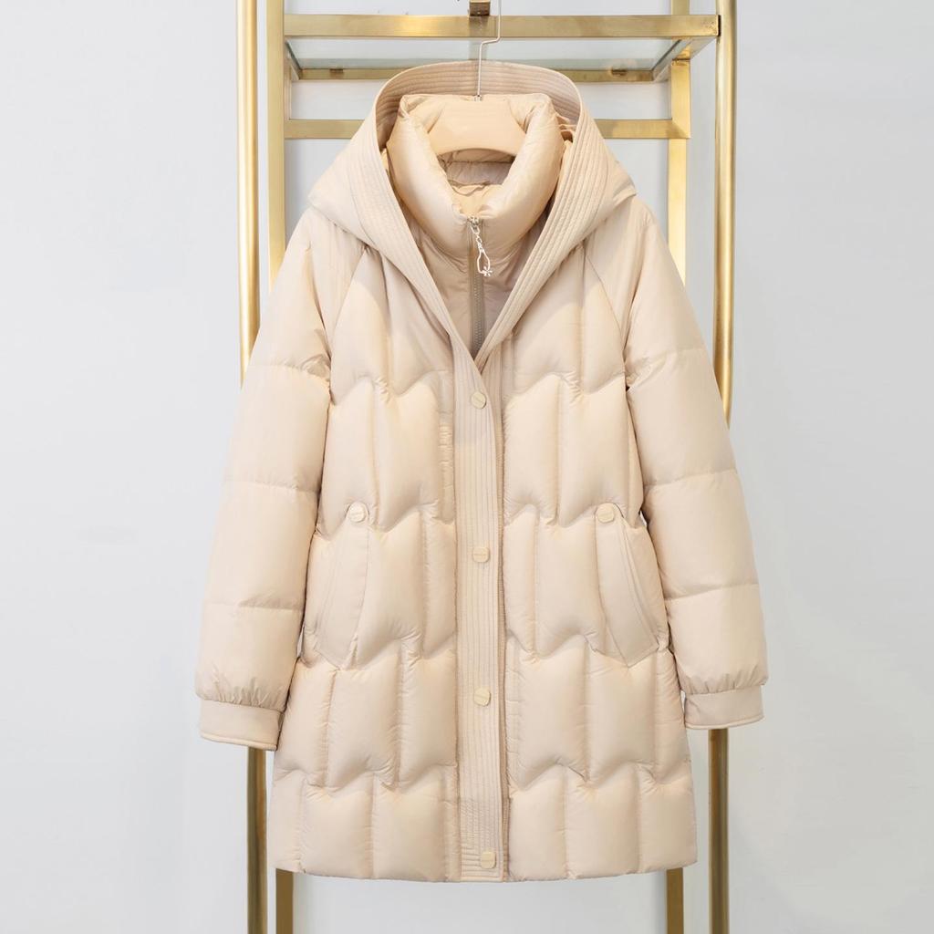 Stylish Temperament Down Jacket: Thickened Mid-Length Winter Coat for Middle-Aged & Elderly Women