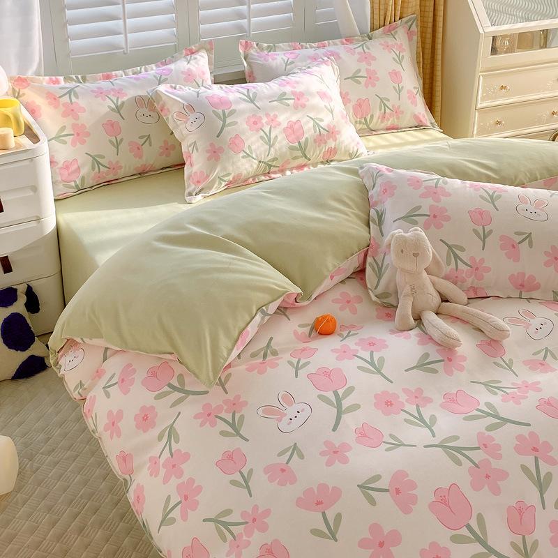Bed Sheet Bedding Four-piece Set Thickened Brushed Quilt Cover Bed Dormitory Bedding Quilt Cover