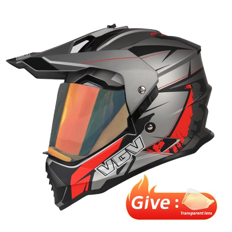 VGV Motocross Helmet DOT Double Lens Common Man Women Motorcycle Helmet Dirt Bike Karting Downhill AM DH Cross Sunscreen Lens
