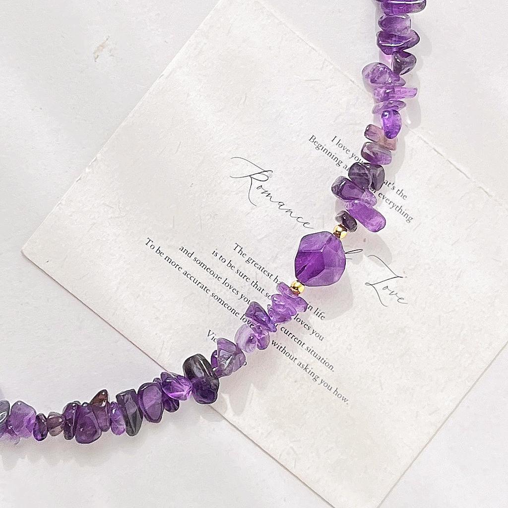 Wind High Quality Natural Amethyst Design Sense Collarbone Chain Necklace Women