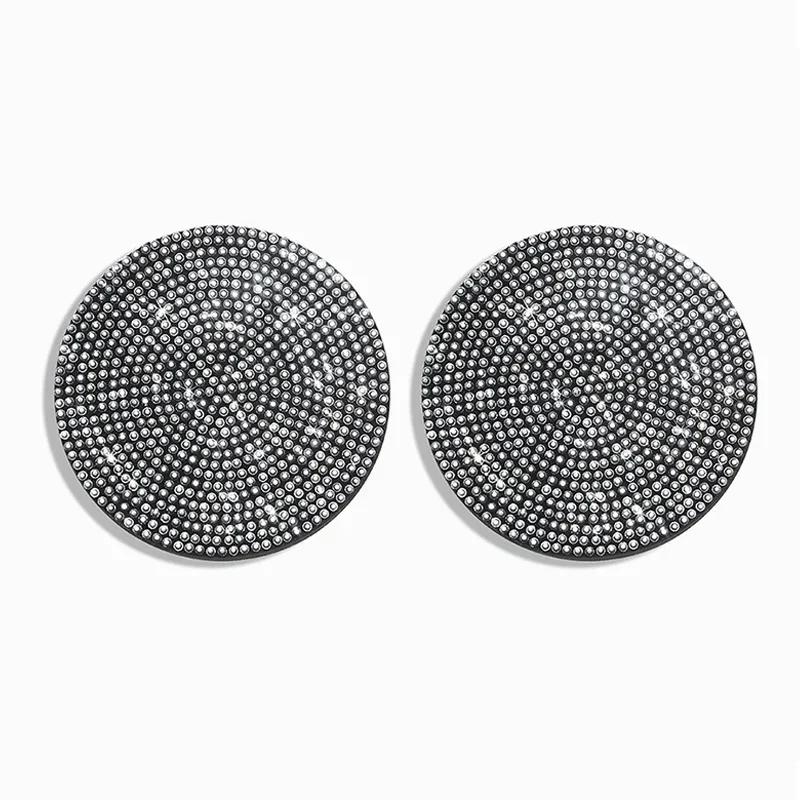 2PCS Diamond Car Coaster Non-Slip Mat Water Holder Cup Slot Silica Gel Pad Cup Mat Gadget Bling Waterproof Interior Accessories