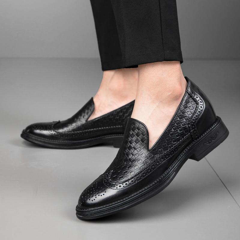 Nouveau cuir véritable hommes plat rehausseur chaussures d'affaires en cuir formel chaussures homme britannique décontracté chaussures de mariage