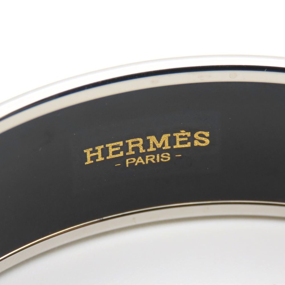 Used HERMES Bangle Emilel GM metal/enamel 38.5g Purple Silver Cloisonne